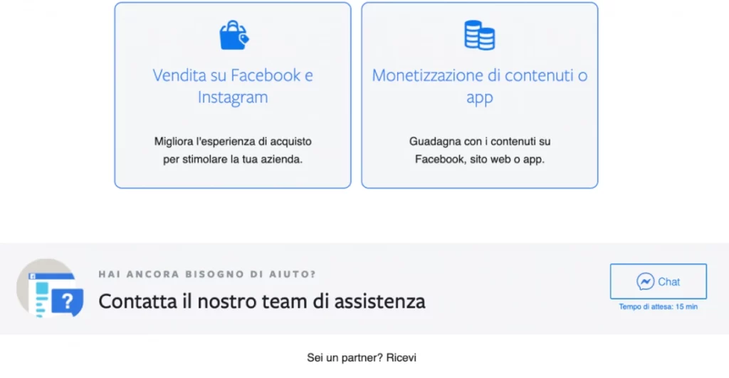 assistenza Facebook icona chat